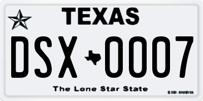 TX license plate DSX0007