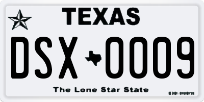 TX license plate DSX0009