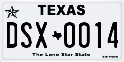 TX license plate DSX0014