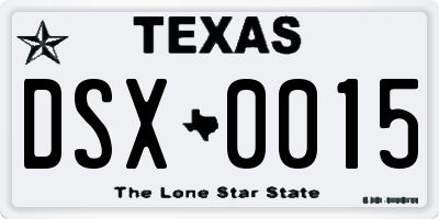 TX license plate DSX0015