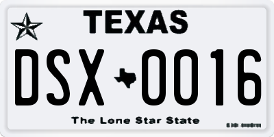 TX license plate DSX0016