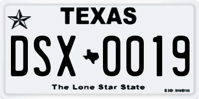 TX license plate DSX0019