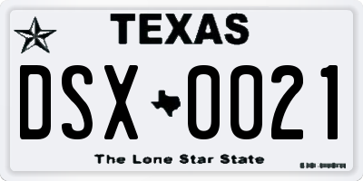TX license plate DSX0021