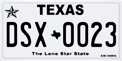 TX license plate DSX0023