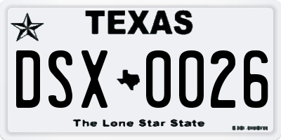 TX license plate DSX0026