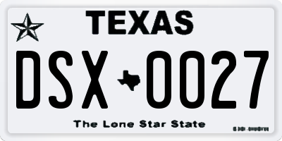 TX license plate DSX0027
