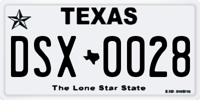 TX license plate DSX0028