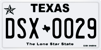 TX license plate DSX0029