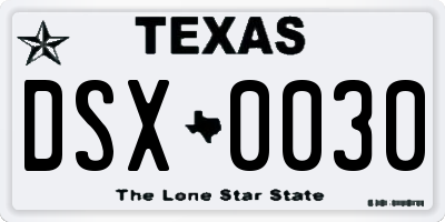TX license plate DSX0030