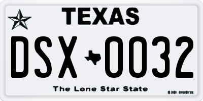 TX license plate DSX0032