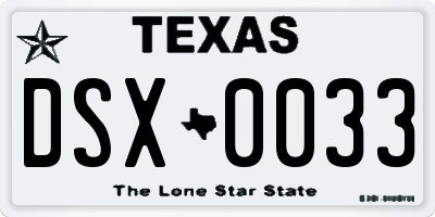 TX license plate DSX0033