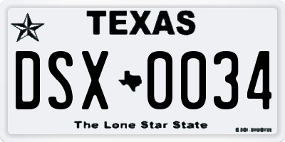 TX license plate DSX0034