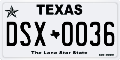TX license plate DSX0036
