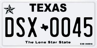 TX license plate DSX0045