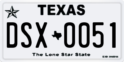 TX license plate DSX0051