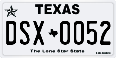TX license plate DSX0052