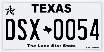 TX license plate DSX0054