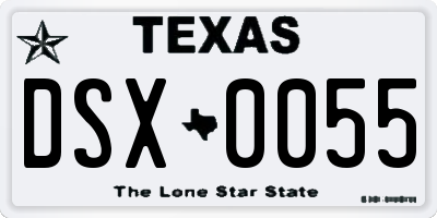 TX license plate DSX0055