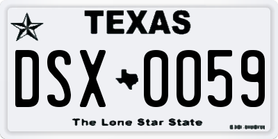 TX license plate DSX0059