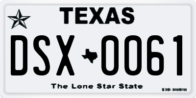 TX license plate DSX0061