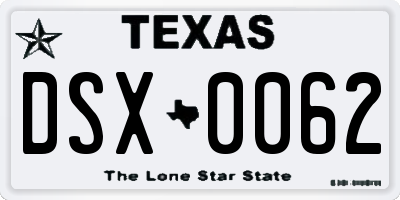 TX license plate DSX0062