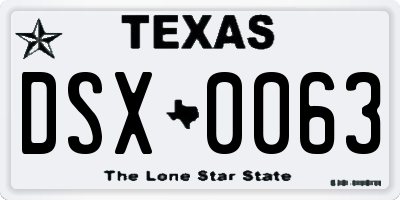 TX license plate DSX0063