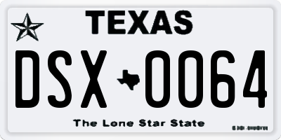 TX license plate DSX0064