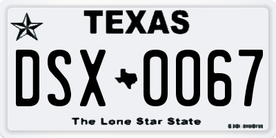 TX license plate DSX0067
