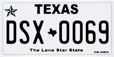 TX license plate DSX0069