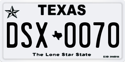 TX license plate DSX0070