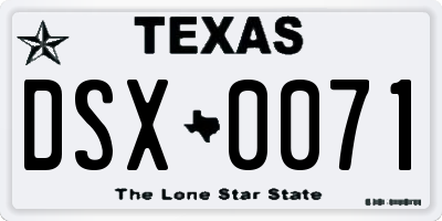 TX license plate DSX0071