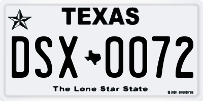 TX license plate DSX0072