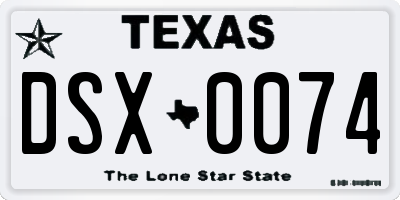 TX license plate DSX0074