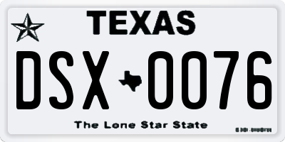 TX license plate DSX0076