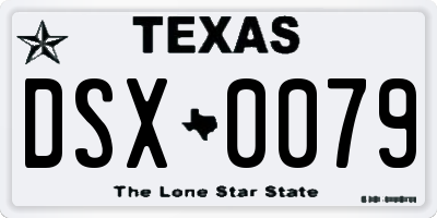 TX license plate DSX0079