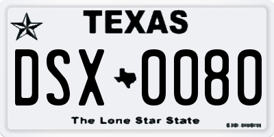 TX license plate DSX0080