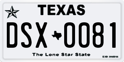 TX license plate DSX0081
