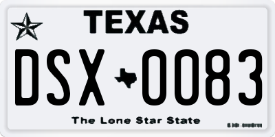 TX license plate DSX0083