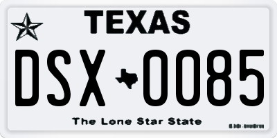 TX license plate DSX0085