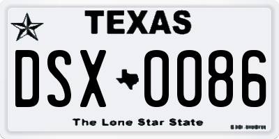 TX license plate DSX0086