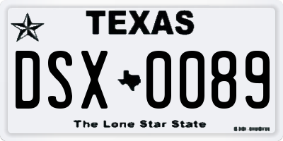 TX license plate DSX0089