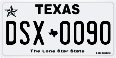 TX license plate DSX0090