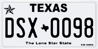 TX license plate DSX0098