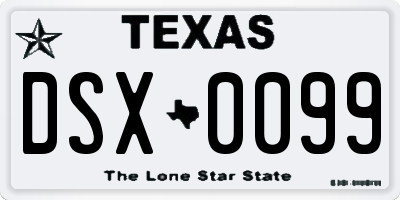 TX license plate DSX0099