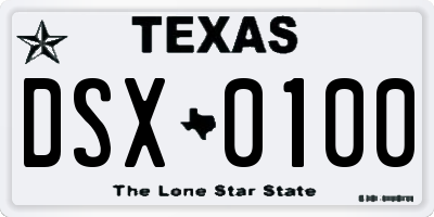 TX license plate DSX0100