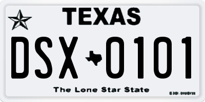 TX license plate DSX0101