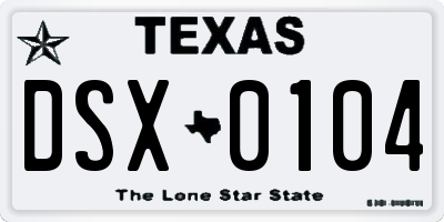 TX license plate DSX0104