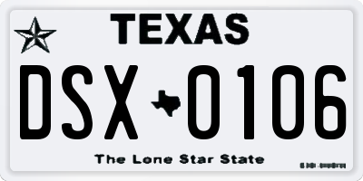 TX license plate DSX0106
