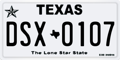 TX license plate DSX0107