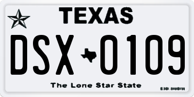 TX license plate DSX0109